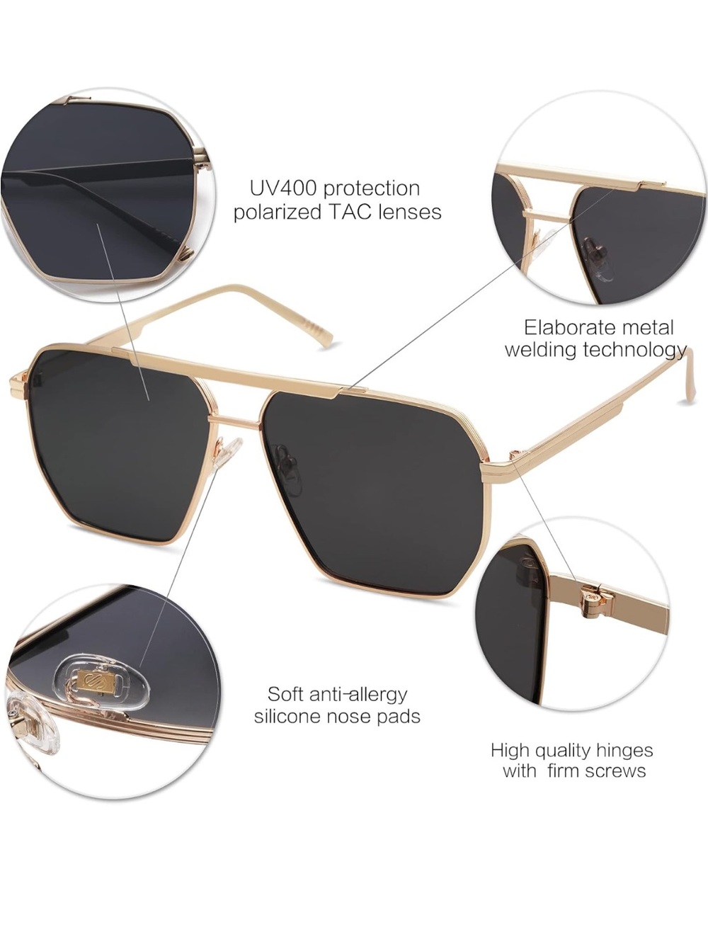 SOJOS Retro Oversized Square Polarized Sunglasses